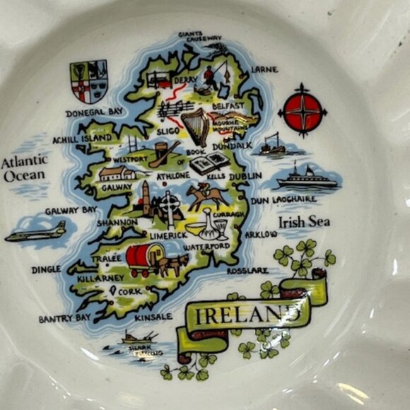 VTG IRELAND Tray Ceramic Colorful Map Serving Nut Candy Trinket Dish Coins 5.25" - Picture 3 of 7